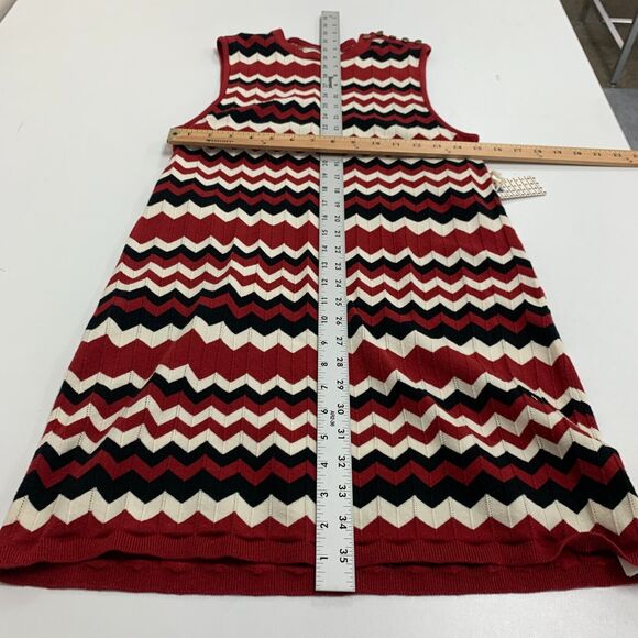 Forever 21 Sweater Bodycon Dress Women L Large Red White Chevron Sleeveless Knit - Picture 7 of 16